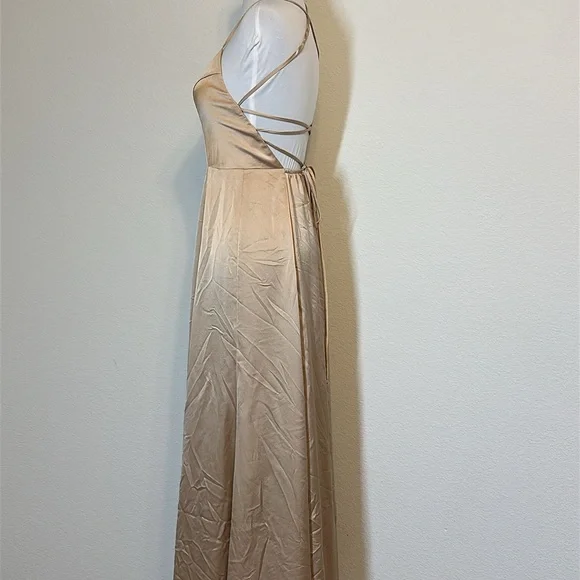 Show Me Your MuMu Gold Satin Dress - Picture 3 of 10